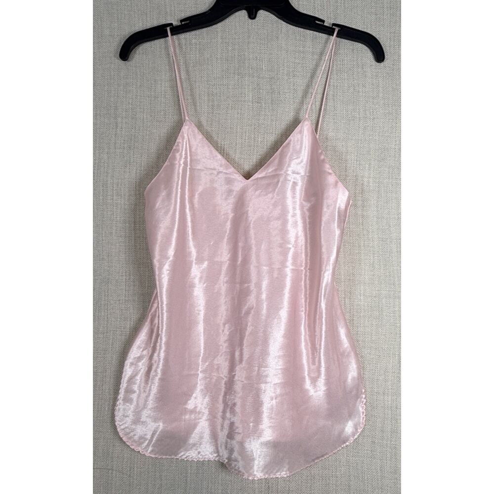 VTG Cami Top Womens Small Pink Satin Camisole Coquette Boho Feminine Y2K